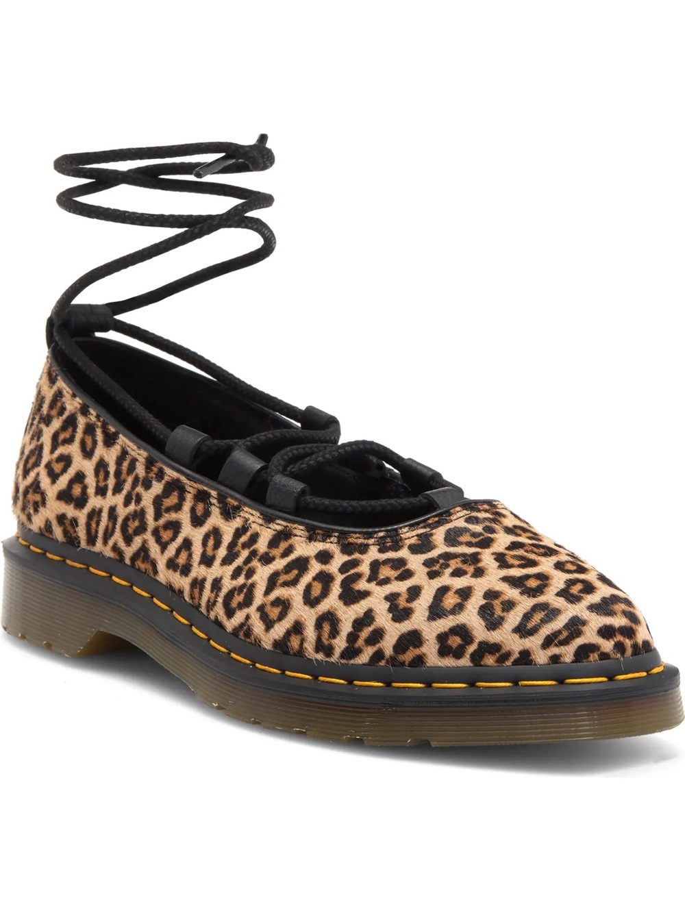 Dr. Martens Elphie II Pointed Toe Ballet Flat Leopard Print Light Tan